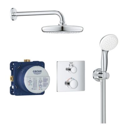 GROHE Ensemble douche encastrable Grohtherm Tempesta 210 avec nettoyant robinetterie GrohClean