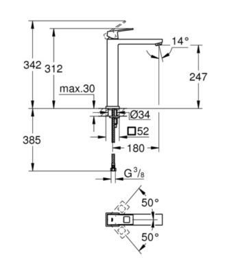 GROHE Eurocube Mitigeur monocommande Lavabo Taille XL 23406000