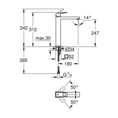 GROHE Eurocube Mitigeur monocommande Lavabo Taille XL 23406000