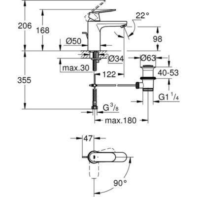 GROHE Eurosmart Cosmopolitan Mitigeur monocommande Lavabo Taille M 2339600E