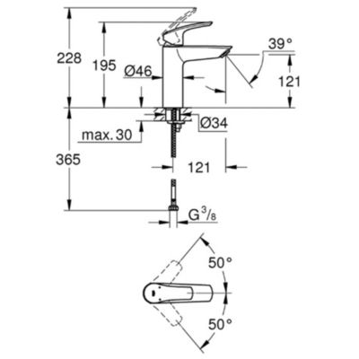Grohe EUROSMART Mitigeur monocommande de lavabo Taille M, Chrome (23324003)
