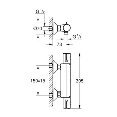 Grohe Grohtherm 800 Mitigeur thermostatique douche 1/2" (34558000)