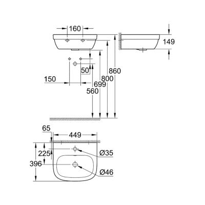 GROHE Lave-mains Euro Ceramic 45 cm technologie PureGuard blanc alpin ...
