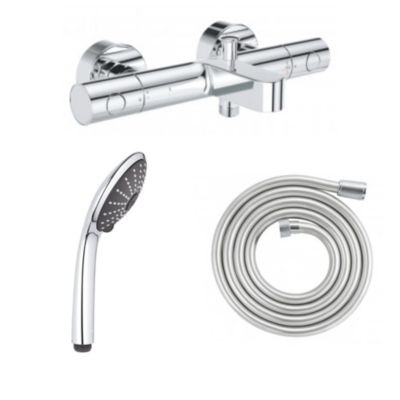 GROHE Mitigeur bain douche Precision Get avec douchette 3jets Vitalio Joy 110 Massage et flexible 200cm