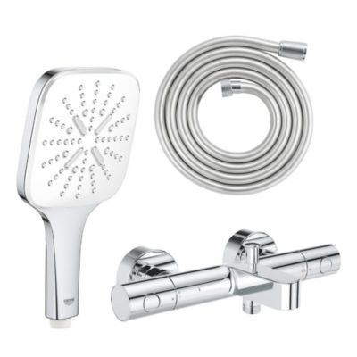 GROHE Mitigeur bain douche Precision Get avec douchette 3jets Vitalio Smartactive 130 Cube et flexible 200cm