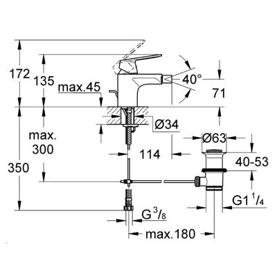 GROHE Mitigeur monocommande Bidet Taille S Eurosmart Cosmopolitan 32839000