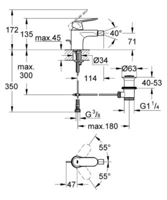 GROHE Mitigeur monocommande Bidet Taille S Eurosmart Cosmopolitan 32839000