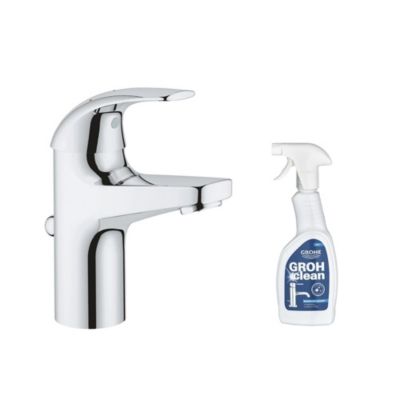 GROHE Mitigeur Start Curve taille S Chromé + nettoyant robinetterie GrohClean