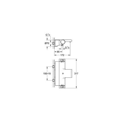 GROHE Mitigeur thermostatique bain/douche avec tablette Grohtherm 2000