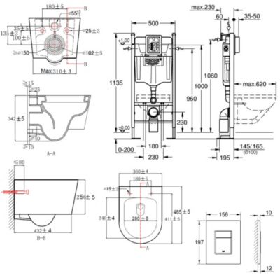 Grohe Pack WC Bâti autoportant + WC sans bride SAT + Abattant softclose ...