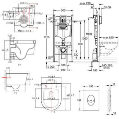 Grohe Pack WC Rapid SL autoportant + cuvette sans bride SAT, fixations cachées + plaque Skate Air blanche (ProjectSATrimless-3)