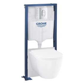 Grohe Pack WC suspendu sans bride Essence + abattant + plaque chromée + bâti Grohe