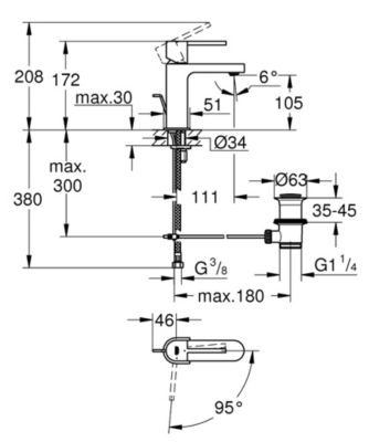 GROHE PLUS Mitigeur monocommande Lavabo Taille S, chromé (23870003)