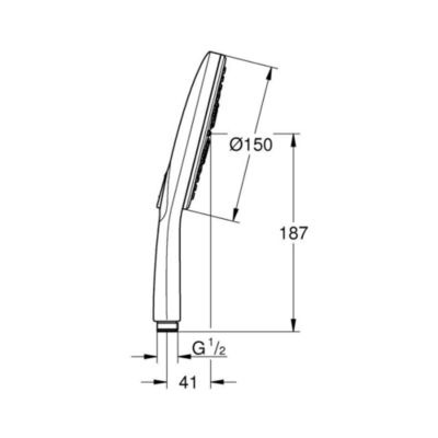 Grohe Rainshower SmartActive 150 douchette 3 jets, chrome (G26590000)