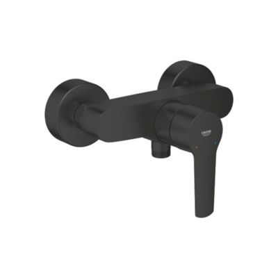 Grohe Set de douche mitigeur monocommande + Douchette 2 jets + support mural + Flexible 1750 mm, noir mat