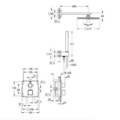 GROHE Set mitigeur de douche à encastrer Grohtherm Cube Rainshower Allure 230