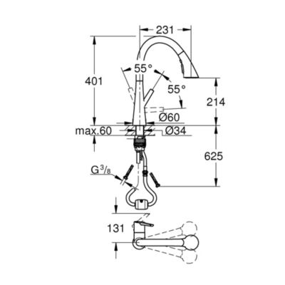 GROHE Zedra Mitigeur monocommande Evier Douchette extractible 32294002