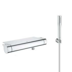 Grohtherm 2000 Set mitigeur thermostatique douche + Douchette 1 jet + Flexible et support mural, Chrome (34469001-Euphoria)