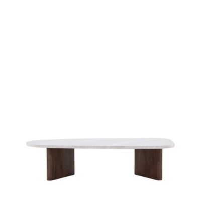 Gronvik - Table basse organique effet marbre 130x65cm - Gris clair