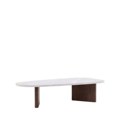Gronvik - Table basse organique effet marbre 130x65cm - Gris clair