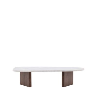 Gronvik - Table basse organique effet marbre 130x65cm - Gris clair