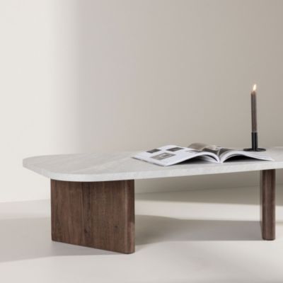 Gronvik - Table basse organique effet marbre 130x65cm - Gris clair