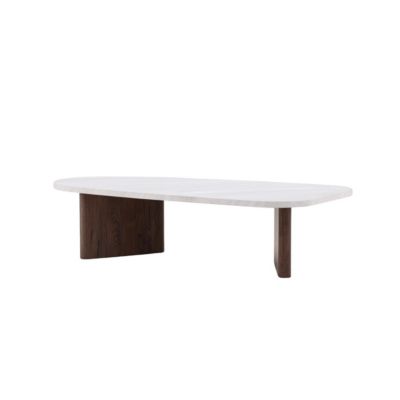 Gronvik - Table basse organique effet marbre 130x65cm - Gris clair