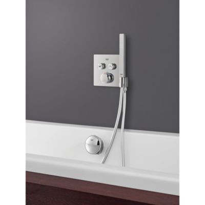 Grotherm Smartcontrol - facade avec mitigeur thermostatique encastré 2 sortie et support de douchette intégré chromé 29125000