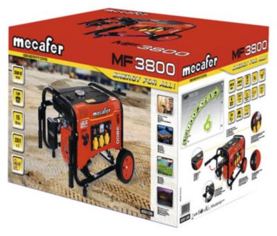 Groupe électrogène 3000 W - carburant SP95 et SP98 - autonomie 10 h - L.60 x l.45 x H.45 cm - Mecafer MF3800
