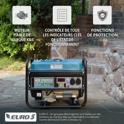 Groupe électrogène Hybride Essence ou Propane 2.9kW 2x230V LED Könner & Söhnen KS 2900G