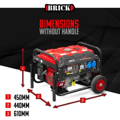 Groupe électrogène max 3000W avec roues - 2 prises - AVR - Essence - Brick