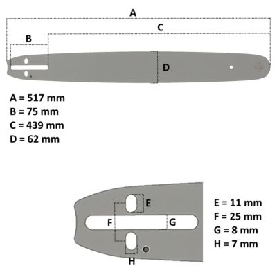 Guide 18 pouces (45 cm) avec chaîne 72 maillons pour tronçonneuse GT Garden