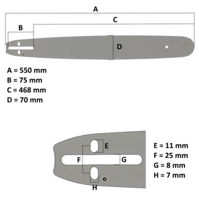 Guide 20 pouces (50 cm) avec chaîne 76 maillons pour tronçonneuse GT Garden