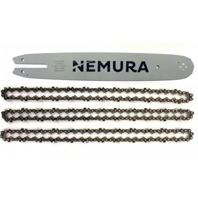 Guide de 40cm + 3 Chanes de trononneuse - 55 Entraineurs - Pas 3/8LP -  Jauge 0.50 (1.3mm)