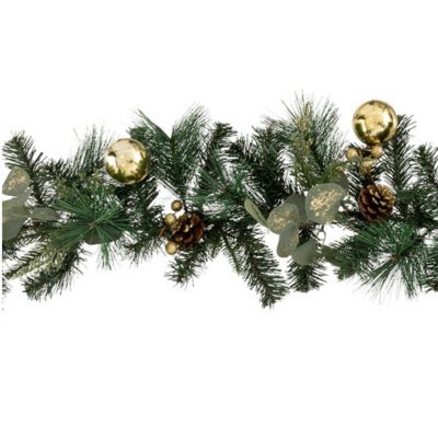 Guirlande artificielle Sapin avec déco Eucalyptus et Pomme de Pin L 200 cm