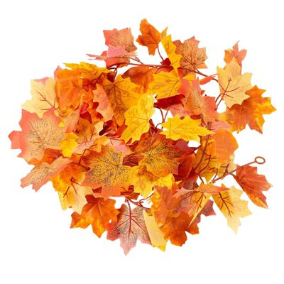 Lot De 2 Guirlandes Fleurs Artificielles Automne 75cm Jaune - Décoration PVC Pour Halloween, Intérieur, Mariage, Jardin