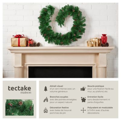 Guirlande De Noël Artificielle 180cm Avec Pommes De Pin Et Baies – Branches Denses, Flexible, Pour Cheminée Et Escalier - 7