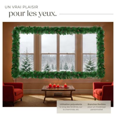 Guirlande De Noël Artificielle 180cm Avec Pommes De Pin Et Baies – Branches Denses, Flexible, Pour Cheminée Et Escalier - 9