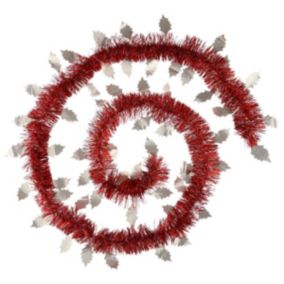Guirlande de Noël Feuille Frosty - Rouge- Atmosphera