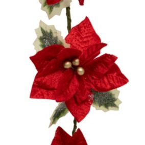 Guirlande de Noël Fleurs de Poinsettia Rouge H 180 cm