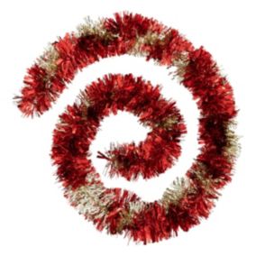 Guirlande de Noël large 10 cm Boa mixte Rouge et Or Longueur 2 mètres