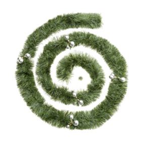 Guirlande de Noël large 10 cm Vert avec déco Argent Longueur 2.7 mètres