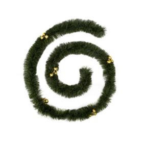 Guirlande de Noël large 10 cm Vert avec déco OR Longueur 2.7 mètres