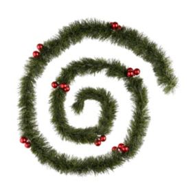 Guirlande de Noël large 10 cm Vert avec déco Rouge Longueur 2.7 mètres