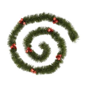 Guirlande de Noël large 10 cm Vert avec déco Rouge Longueur 2.7 mètres