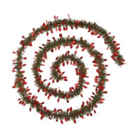 Guirlande de Noël large 10 cm Vert avec déco Rouge Longueur 2.7 mètres