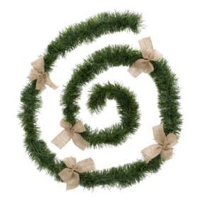 Guirlande de Noël large 10 cm Verte avec 5 Noeuds Longueur 2.7 mètres