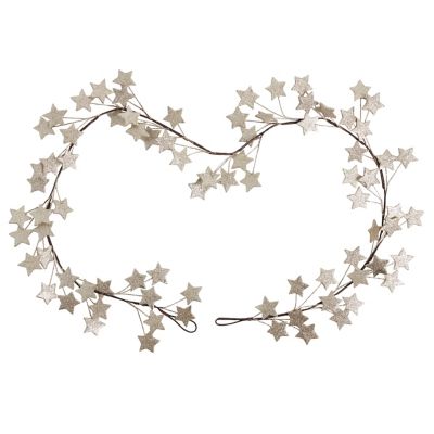Guirlande de Noël articulée étoiles coloris champagne pailleté, L.183 cm