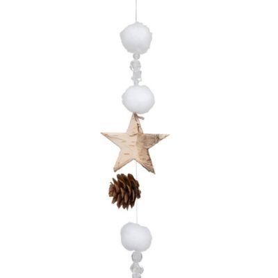 Guirlande en bois étoiles et boules (140 cm - Marron Foncé)