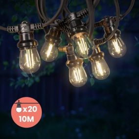 Guirlande Guinguette 10M Filament LED 20 Bulbes